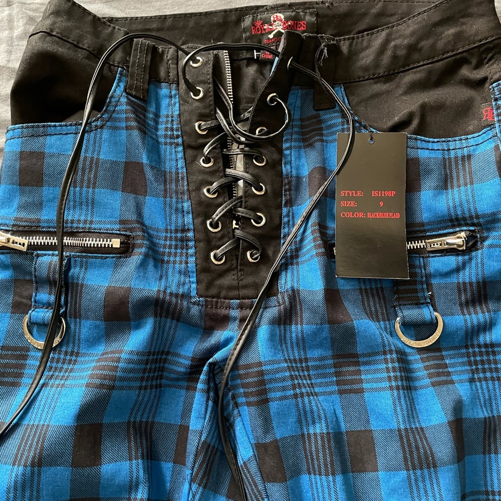 Royal bones blue plaid skintights